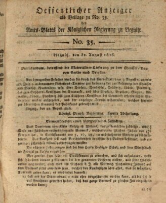 Amts-Blatt der Preußischen Regierung zu Liegnitz Samstag 31. August 1816