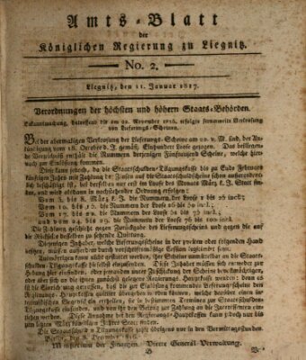 Amts-Blatt der Preußischen Regierung zu Liegnitz Samstag 11. Januar 1817