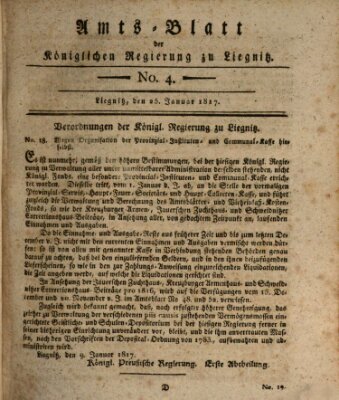 Amts-Blatt der Preußischen Regierung zu Liegnitz Samstag 25. Januar 1817