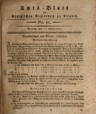 Amts-Blatt der Preußischen Regierung zu Liegnitz Samstag 15. März 1817