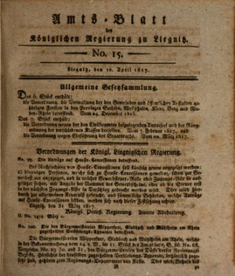 Amts-Blatt der Preußischen Regierung zu Liegnitz Samstag 12. April 1817