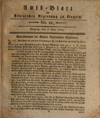 Amts-Blatt der Preußischen Regierung zu Liegnitz Samstag 3. Mai 1817