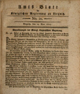 Amts-Blatt der Preußischen Regierung zu Liegnitz Samstag 24. Mai 1817