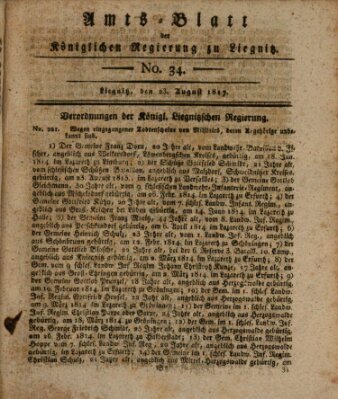 Amts-Blatt der Preußischen Regierung zu Liegnitz Samstag 23. August 1817