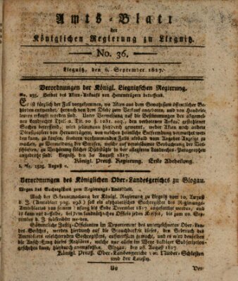 Amts-Blatt der Preußischen Regierung zu Liegnitz Samstag 6. September 1817