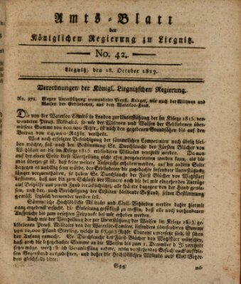 Amts-Blatt der Preußischen Regierung zu Liegnitz Samstag 18. Oktober 1817