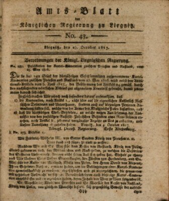 Amts-Blatt der Preußischen Regierung zu Liegnitz Samstag 25. Oktober 1817