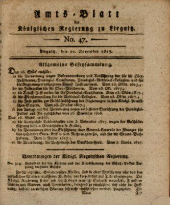 Amts-Blatt der Preußischen Regierung zu Liegnitz Samstag 22. November 1817