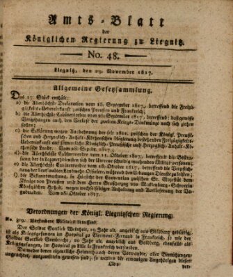 Amts-Blatt der Preußischen Regierung zu Liegnitz Samstag 29. November 1817