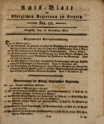 Amts-Blatt der Preußischen Regierung zu Liegnitz Samstag 13. Dezember 1817