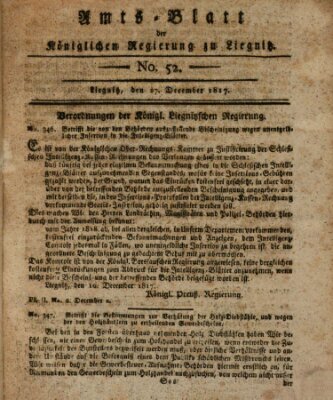 Amts-Blatt der Preußischen Regierung zu Liegnitz Samstag 27. Dezember 1817