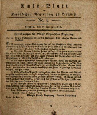 Amts-Blatt der Preußischen Regierung zu Liegnitz Samstag 17. Januar 1818