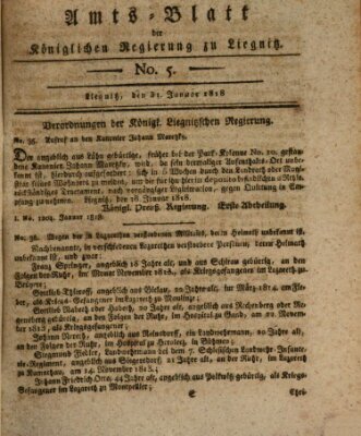 Amts-Blatt der Preußischen Regierung zu Liegnitz Samstag 31. Januar 1818