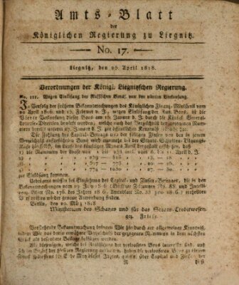 Amts-Blatt der Preußischen Regierung zu Liegnitz Samstag 25. April 1818