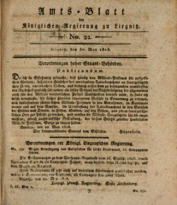 Amts-Blatt der Preußischen Regierung zu Liegnitz Samstag 30. Mai 1818