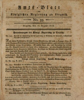 Amts-Blatt der Preußischen Regierung zu Liegnitz Samstag 15. August 1818