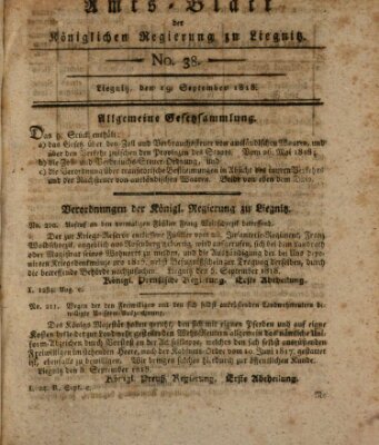 Amts-Blatt der Preußischen Regierung zu Liegnitz Dienstag 15. September 1818