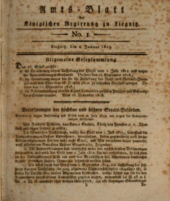 Amts-Blatt der Preußischen Regierung zu Liegnitz Samstag 2. Januar 1819