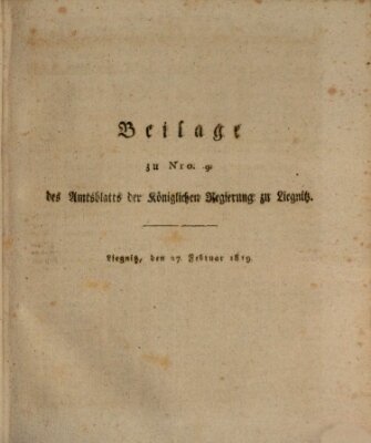 Amts-Blatt der Preußischen Regierung zu Liegnitz Samstag 27. Februar 1819