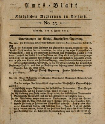 Amts-Blatt der Preußischen Regierung zu Liegnitz Samstag 5. Juni 1819