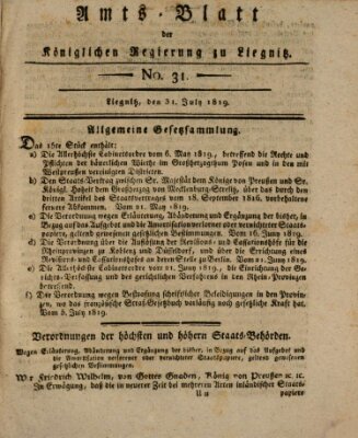 Amts-Blatt der Preußischen Regierung zu Liegnitz Samstag 31. Juli 1819