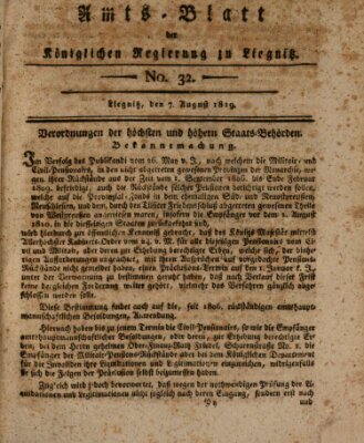 Amts-Blatt der Preußischen Regierung zu Liegnitz Samstag 7. August 1819