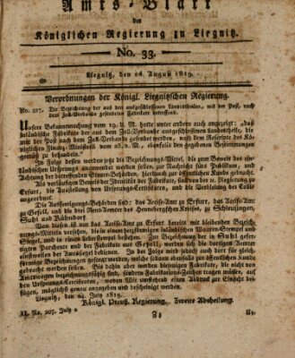 Amts-Blatt der Preußischen Regierung zu Liegnitz Samstag 14. August 1819