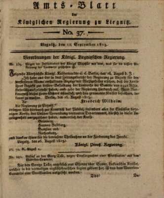 Amts-Blatt der Preußischen Regierung zu Liegnitz Samstag 11. September 1819