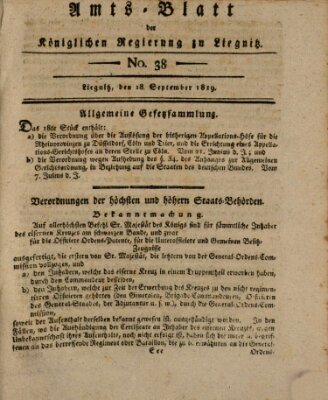 Amts-Blatt der Preußischen Regierung zu Liegnitz Samstag 18. September 1819