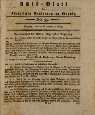 Amts-Blatt der Preußischen Regierung zu Liegnitz Samstag 25. September 1819