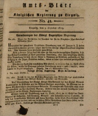 Amts-Blatt der Preußischen Regierung zu Liegnitz Samstag 9. Oktober 1819