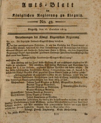 Amts-Blatt der Preußischen Regierung zu Liegnitz Samstag 16. Oktober 1819