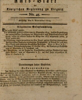 Amts-Blatt der Preußischen Regierung zu Liegnitz Samstag 6. November 1819