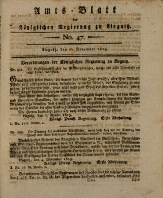 Amts-Blatt der Preußischen Regierung zu Liegnitz Samstag 20. November 1819