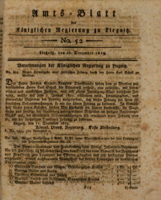 Amts-Blatt der Preußischen Regierung zu Liegnitz Sonntag 26. Dezember 1819