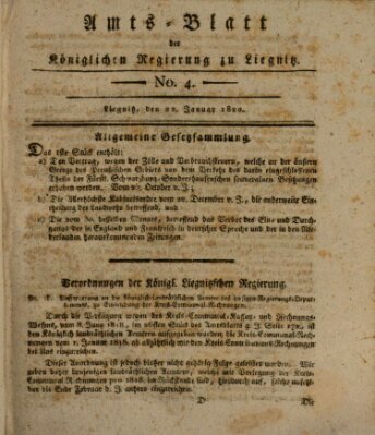 Amts-Blatt der Preußischen Regierung zu Liegnitz Samstag 22. Januar 1820