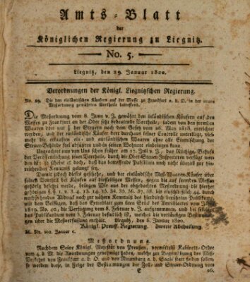 Amts-Blatt der Preußischen Regierung zu Liegnitz Samstag 29. Januar 1820