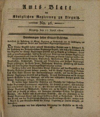 Amts-Blatt der Preußischen Regierung zu Liegnitz Samstag 15. April 1820