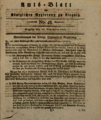 Amts-Blatt der Preußischen Regierung zu Liegnitz Samstag 25. November 1820