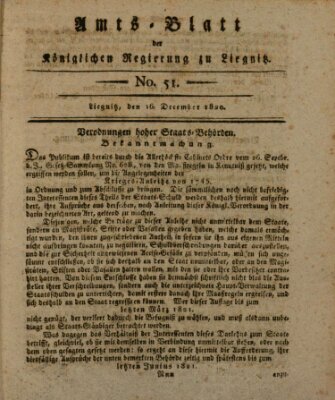 Amts-Blatt der Preußischen Regierung zu Liegnitz Samstag 16. Dezember 1820