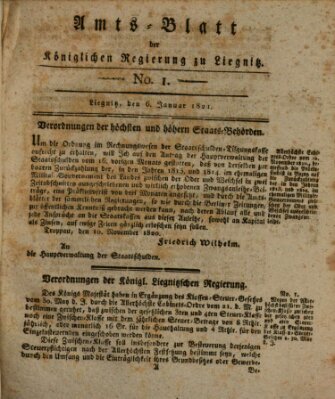 Amts-Blatt der Preußischen Regierung zu Liegnitz Samstag 6. Januar 1821