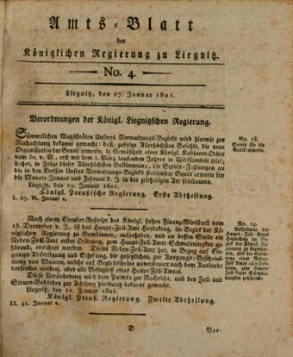 Amts-Blatt der Preußischen Regierung zu Liegnitz Samstag 27. Januar 1821