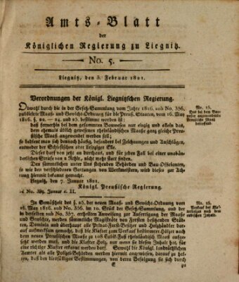 Amts-Blatt der Preußischen Regierung zu Liegnitz Samstag 3. Februar 1821