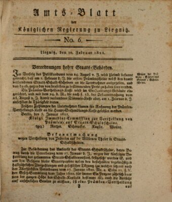 Amts-Blatt der Preußischen Regierung zu Liegnitz Samstag 10. Februar 1821