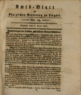 Amts-Blatt der Preußischen Regierung zu Liegnitz Samstag 14. April 1821