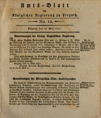 Amts-Blatt der Preußischen Regierung zu Liegnitz Samstag 26. Mai 1821