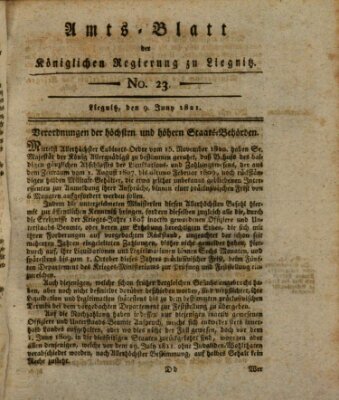 Amts-Blatt der Preußischen Regierung zu Liegnitz Samstag 9. Juni 1821