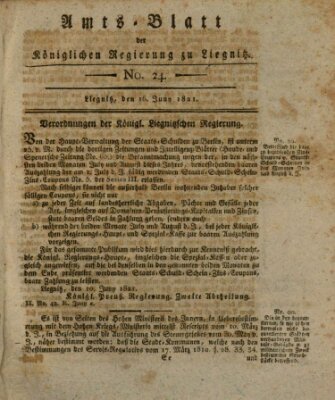 Amts-Blatt der Preußischen Regierung zu Liegnitz Samstag 16. Juni 1821