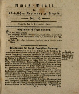 Amts-Blatt der Preußischen Regierung zu Liegnitz Samstag 8. September 1821