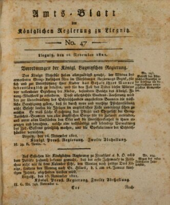 Amts-Blatt der Preußischen Regierung zu Liegnitz Samstag 24. November 1821